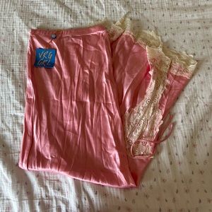 Vrg girl at the afterparty pink silk skirt